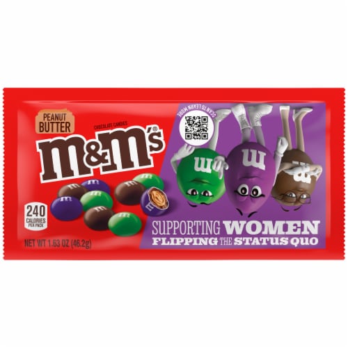 M&M'S Limited Edition Peanut Butter Milk Chocolate Candy featuring Purple Candy Bag Perspective: front