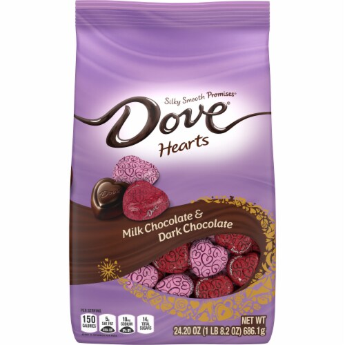 Dove Promises Milk & Dark Chocolate Valentines Day Candy Hearts Bag Perspective: front