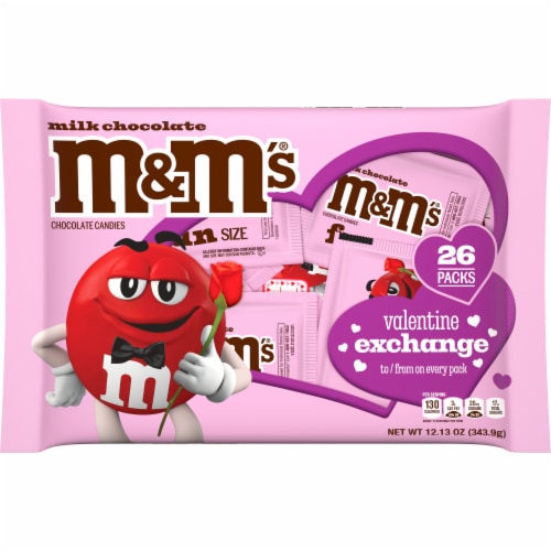 M&M’s Milk Chocolate Candy Valentines Day Gift Exchange Perspective: front
