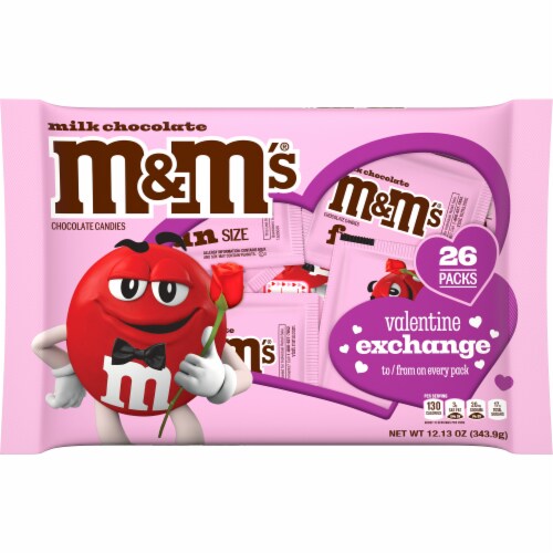 M&M’s Milk Chocolate Candy Valentines Day Gift Exchange Perspective: front