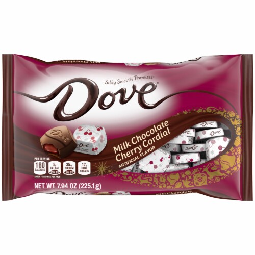 Dove Promises Milk Chocolate Cherry Cordial Christmas Candy Bag Perspective: front