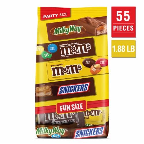 M&M'S Snickers & Milky Way Fun Size Chocolate Candy Variety Pack Bulk Bag Perspective: front