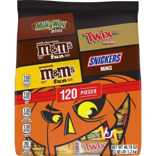 M&M'S Snickers Twix & Milky Way Milk Chocolate Halloween Candy Variety Pack Bag Perspective: front