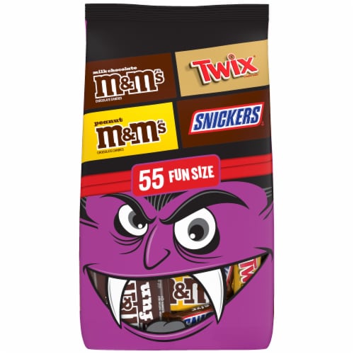 Mars M&M'S® TWIX® and SNICKERS® Assorted Chocolate Halloween Fun Size Candy Bag Perspective: front