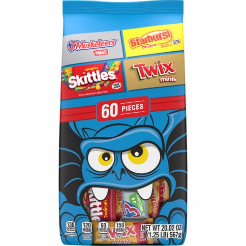 Skittles Twix Starburst 3 Musketeers Halloween Candy Variety Bulk Bag Perspective: front