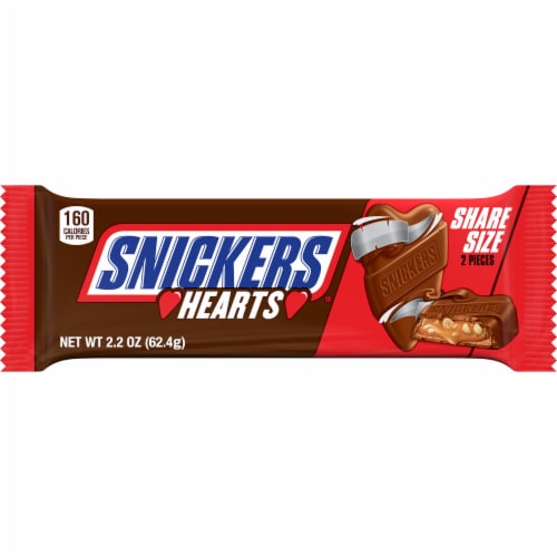 Snickers Chocolate Hearts Valentines Day Candy Bars Share Size Pack Perspective: front