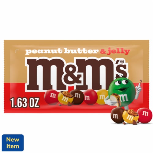 M&M’S Peanut Butter & Jelly Candy Bag Share Size Pack Perspective: front