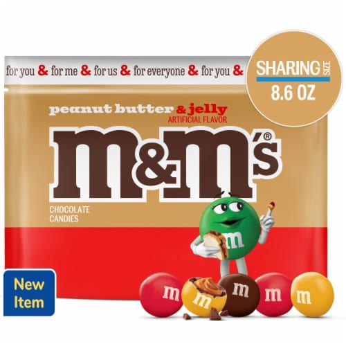 M&M’S Peanut Butter & Jelly Candy Sharing Size Bag Perspective: front