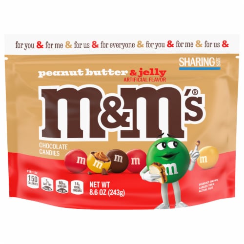 M&M’S Peanut Butter & Jelly Candy Sharing Size Bag Perspective: front