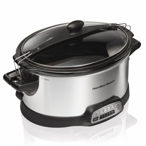 Hamilton Beach 4-Quart Silver/Black Oval Slow Cooker in the Slow