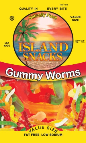 Island Snacks Gummy Worms Value Size Perspective: front