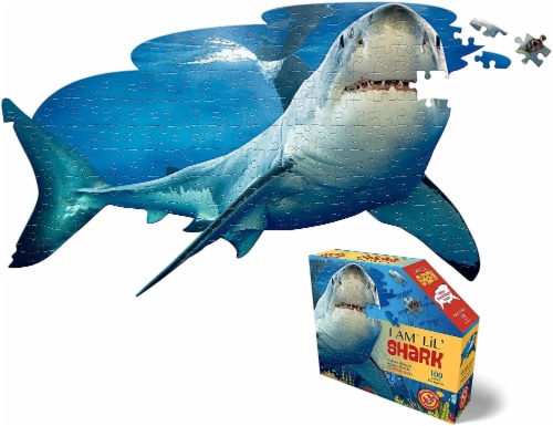 I AM Lil Shark 100 Piece Animal-Shaped Jigsaw Puzzle Perspective: front
