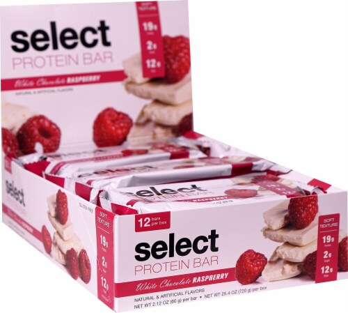 PEScience White Chocolate Raspberry Flavored Select Protein Bar Perspective: front