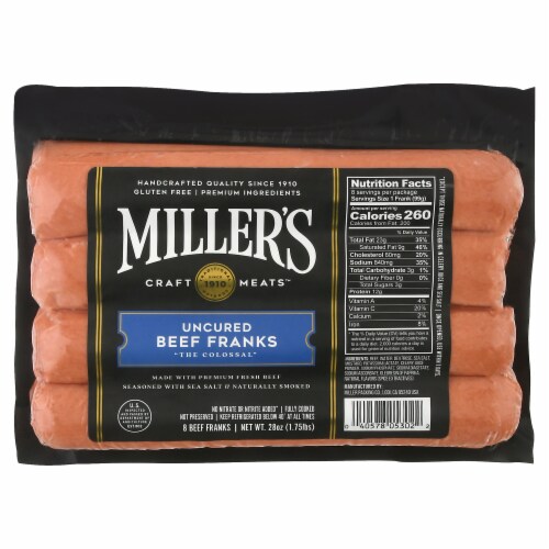 Miller's Colossal Beef Frankfurters Perspective: front