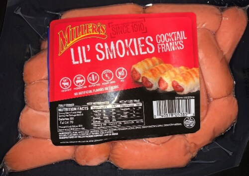 Miller's Lil' Smokies Cocktail Franks Perspective: front