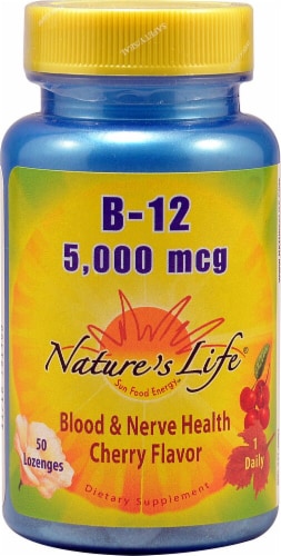 Nature's Life Cherry B-12 Lozenges 5000 mcg Perspective: front