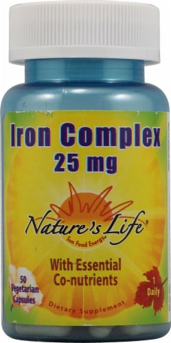 Nature's Life Iron Complex Vegetarian Capsules 25mg Perspective: front