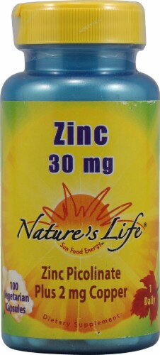 Nature's Life Zinc Picolinate Caps 30mg Perspective: front