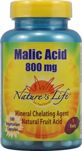 Nature's Life Malic Acid Vegetarian Capsules 800mg Perspective: front