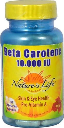 Nature's Life Beta Carotene Vegetarian Capsules 10000iu Perspective: front