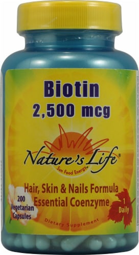 Nature's Life Biotin Capsules 2500mcg Perspective: front