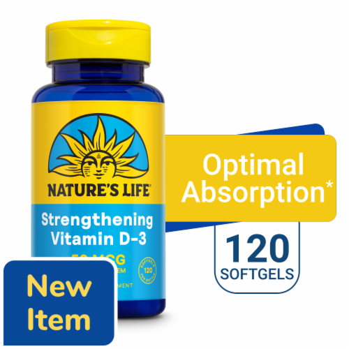 Nature's Life® Vitamin D-3 Softgels 2000 IU Perspective: front