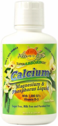 Nature's Life  Calcium Magnesium and Phosphorus Liquid   Vanilla Perspective: front