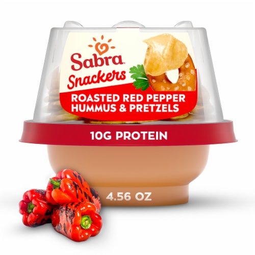 Sabra Snackers Roasted Red Pepper Hummus with Pretzels Perspective: front