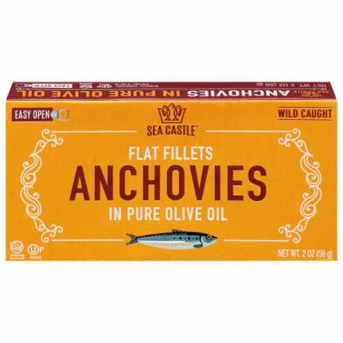 Sea Castle Flat Fillet Anchovies in Olive Oil Perspective: front