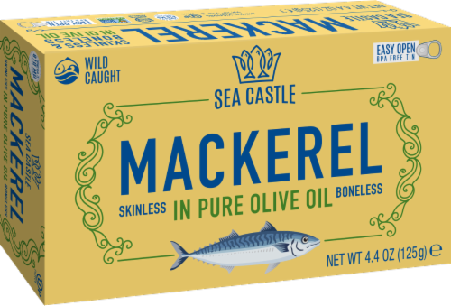 Sea Castle Skinless & Boneless Mackerel Fillets in Olive Oil Perspective: front