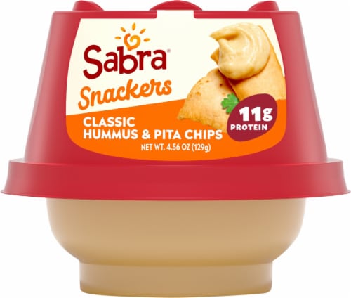 Sabra Classic Hummus & Pita Chips Snackers 4.56 oz Perspective: front