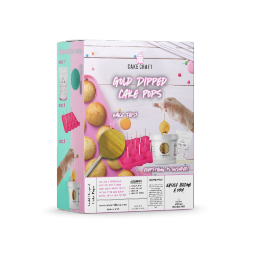 Cake Craft Cake Pop Gold Dipped Baking & Decorating Kit Perspective: front