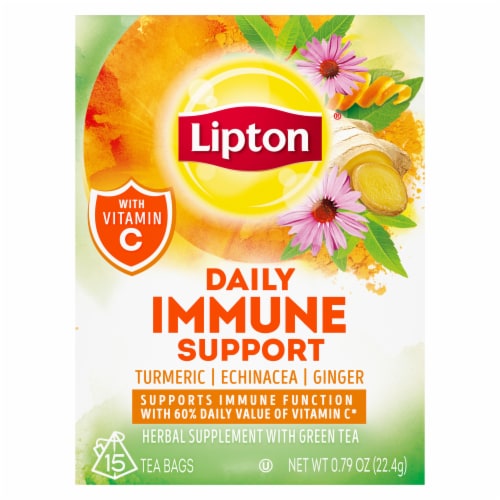 Lipton Daily Immune Support Turmeric Echinacea and Ginger Green Tea Bags Perspective: front