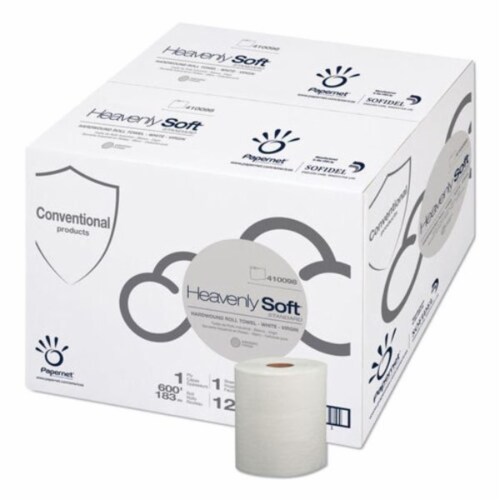 Papernet SOD410098 7.8 in. x 600 ft. Heavenly Soft Hardwound Paper Towel, White - 12 Count Perspective: front