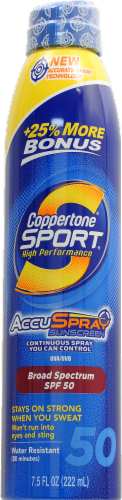 Coppertone Sport High Performance AccuSpray Sunscreen SPF 50 Perspective: front