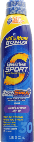 Coppertone Sport High Performance AccuSpray Sunscreen SPF 30 Perspective: front