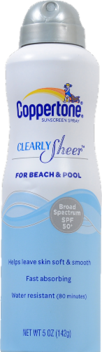 Coppertone Clearly Sheer for Beach & Pool Sunscreen Spray SPF 50 Perspective: front