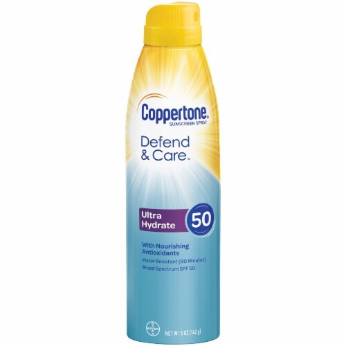 Coppertone Defend & Care Ultra Hydrate Sunscreen Spray SPF 50 Perspective: front