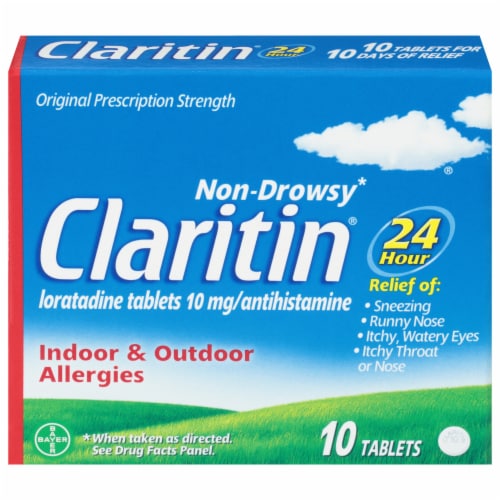 Claritin® 24 Hour Allergy Relief Loratadine Tablets 10mg Perspective: front