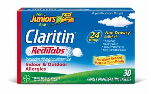 Junior's Claritin® Reditabs® 24 Hour Allergy Tablets 10mg Perspective: front