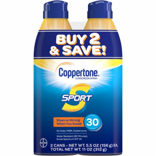 Coppertone Sport Water Resistant Sunscreen Spray Twin Pack SPF 30 Perspective: front