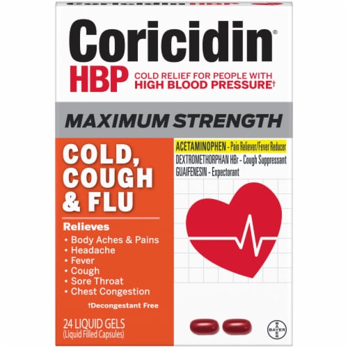 Coricidin® HBP Maximum Strength Cold Cough & Flu Liquid Gels Perspective: front