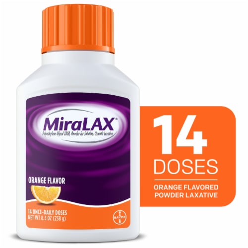 MiraLAX Orange Powder Laxatives Perspective: front