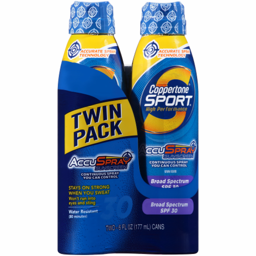 Coppertone Sport Continuous Spray Sunscreen SPF 30 Twin Pack Perspective: front