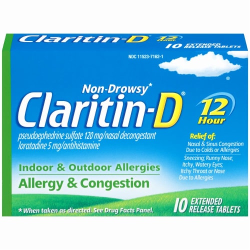 Claritin-D Non-Drowsy Indoor & Outdoor Allergies Allergy & Congestion  Extended Relief Tablets, 10 ct - Kroger