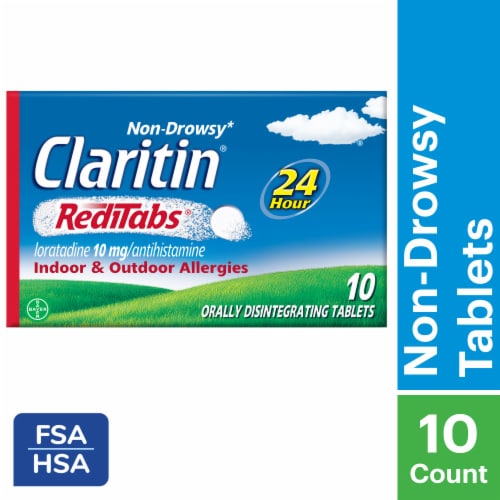 Claritin 24 Hour Non-Drowsy Allergy Relief RediTab Tablets Loratadine 10mg Perspective: front