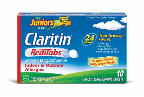 Junior's Claritin® Reditabs® 24 Hour Allergy Tablets 10mg Perspective: front