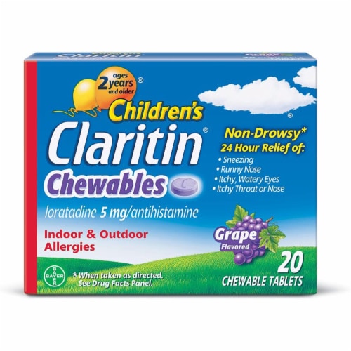 Children's Claritin Grape 24 Hour Allergy Chewables 5mg Perspective: front