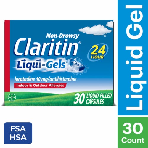 Claritin® 24 Hour Non-Drowsy Allergy Liqui-Gels 10mg Perspective: front