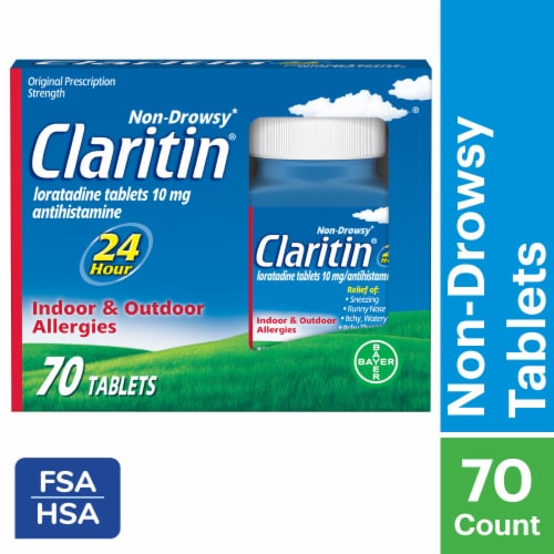 Claritin® 24 Hour Non-Drowsy Allergy Relief Loratadine Tablets 10mg Perspective: front